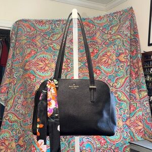 Kate Spade Black Shoulder Bag with Floral Scarf